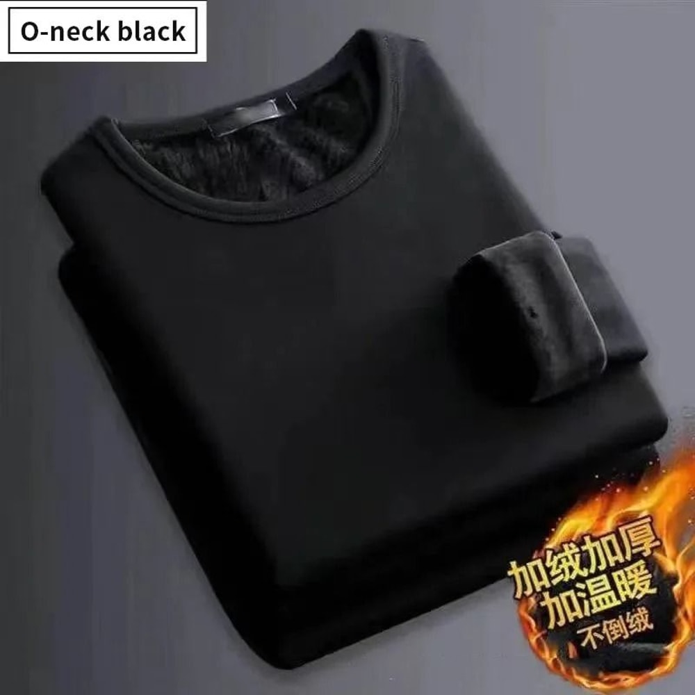 Men Plush Thermal Long Sleeve T Shirt Plus Velvet Fleece Lined Winter Base Layer Top 13