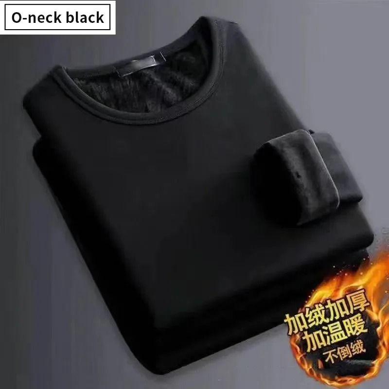 Men Plush Thermal Long Sleeve T Shirt Plus Velvet Fleece Lined Winter Base Layer Top 13
