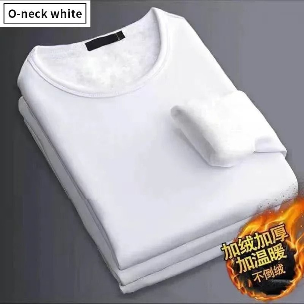Men Plush Thermal Long Sleeve T Shirt Plus Velvet Fleece Lined Winter Base Layer Top 14