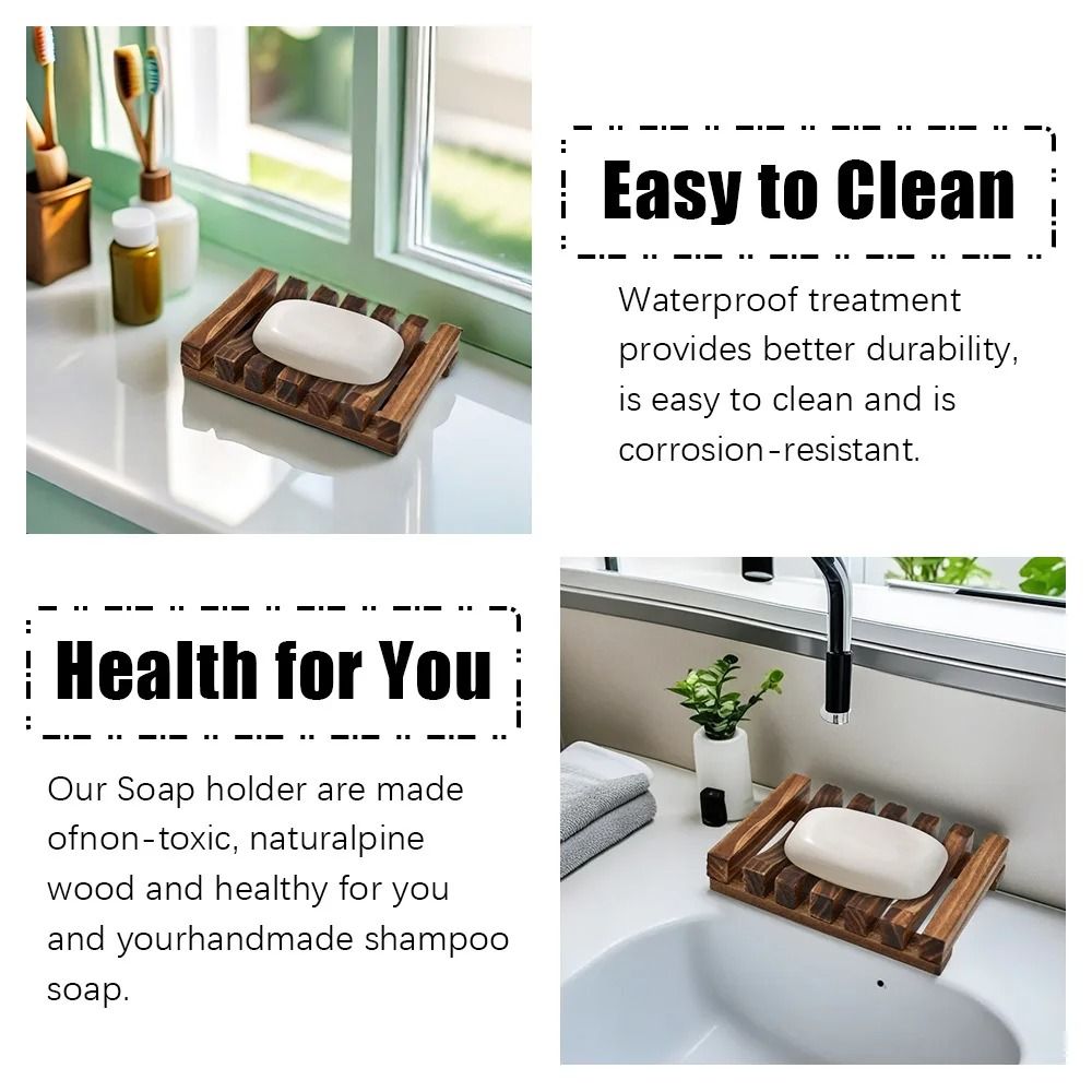 Natural Bamboo Soap Dish Tray For Bathroom And Shower 5