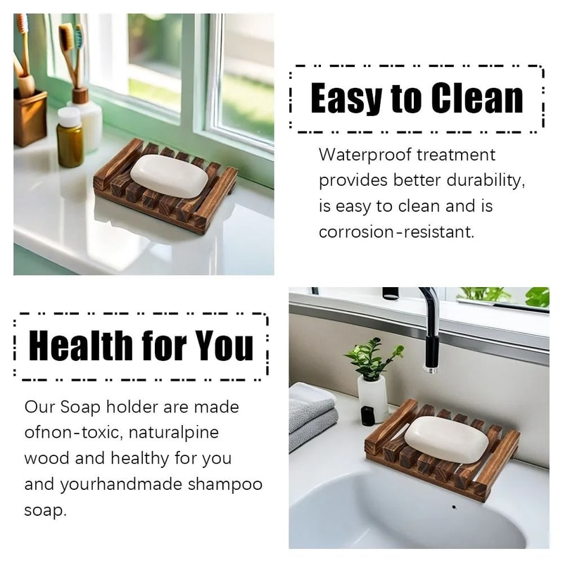Natural Bamboo Soap Dish Tray For Bathroom And Shower 5