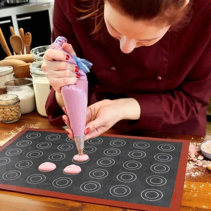 Silicone Baking Mat With Dual Sided Macaron Puff Mold 1