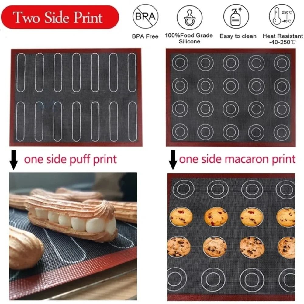 Silicone Baking Mat With Dual Sided Macaron Puff Mold 4