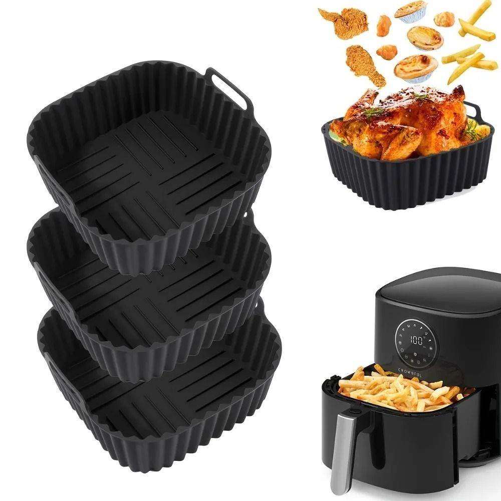 Square Silicone Air Fryer Liner Basket For 4 To 7 Quart Air Fryers 0