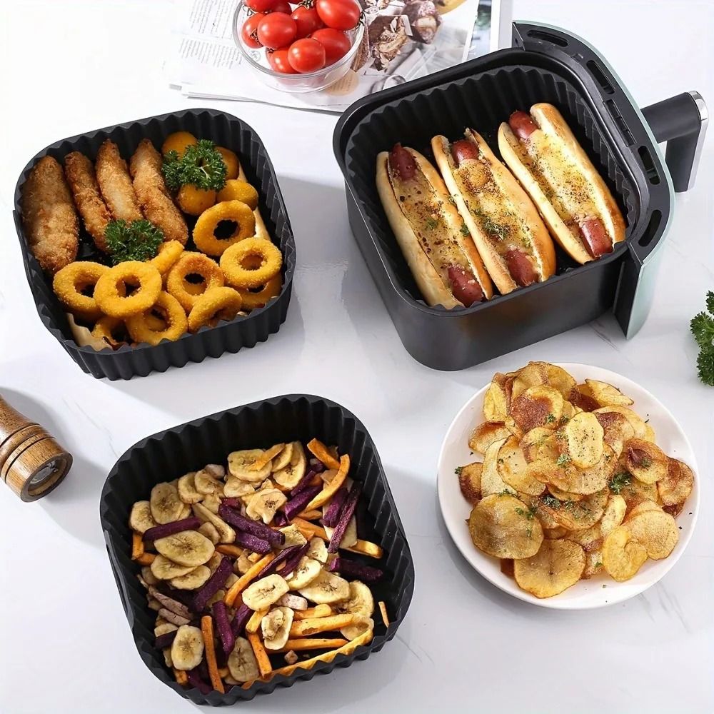 Square Silicone Air Fryer Liner Basket For 4 To 7 Quart Air Fryers 2