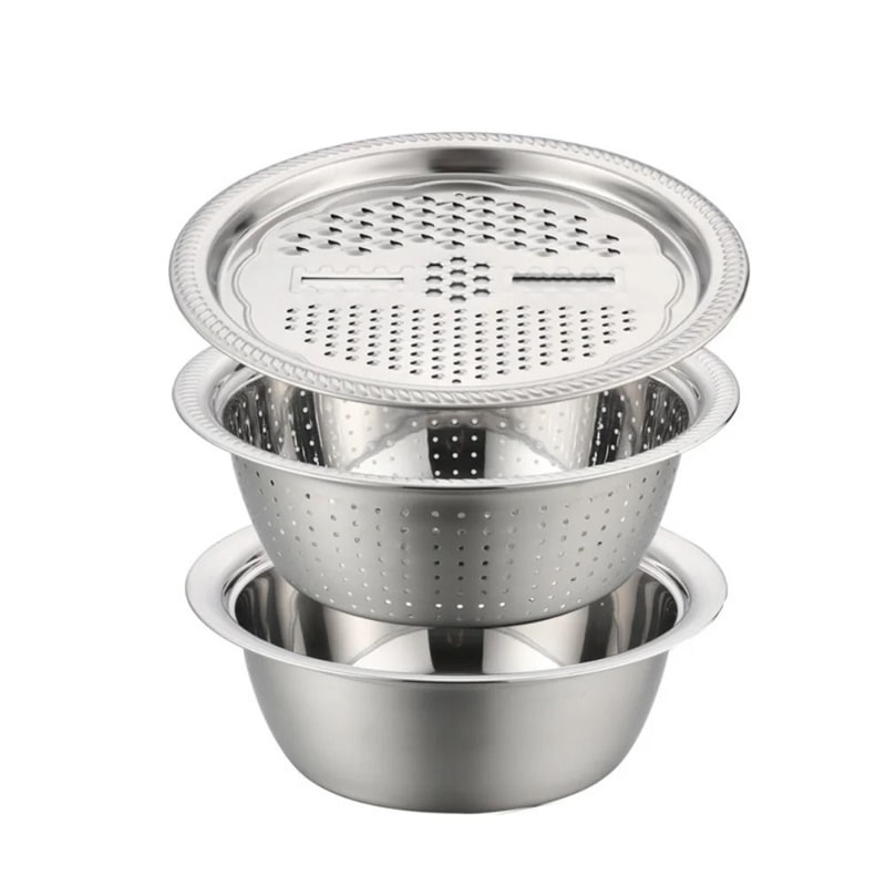 Stainless Steel Kitchen Grater And Draining Bowl Set 4