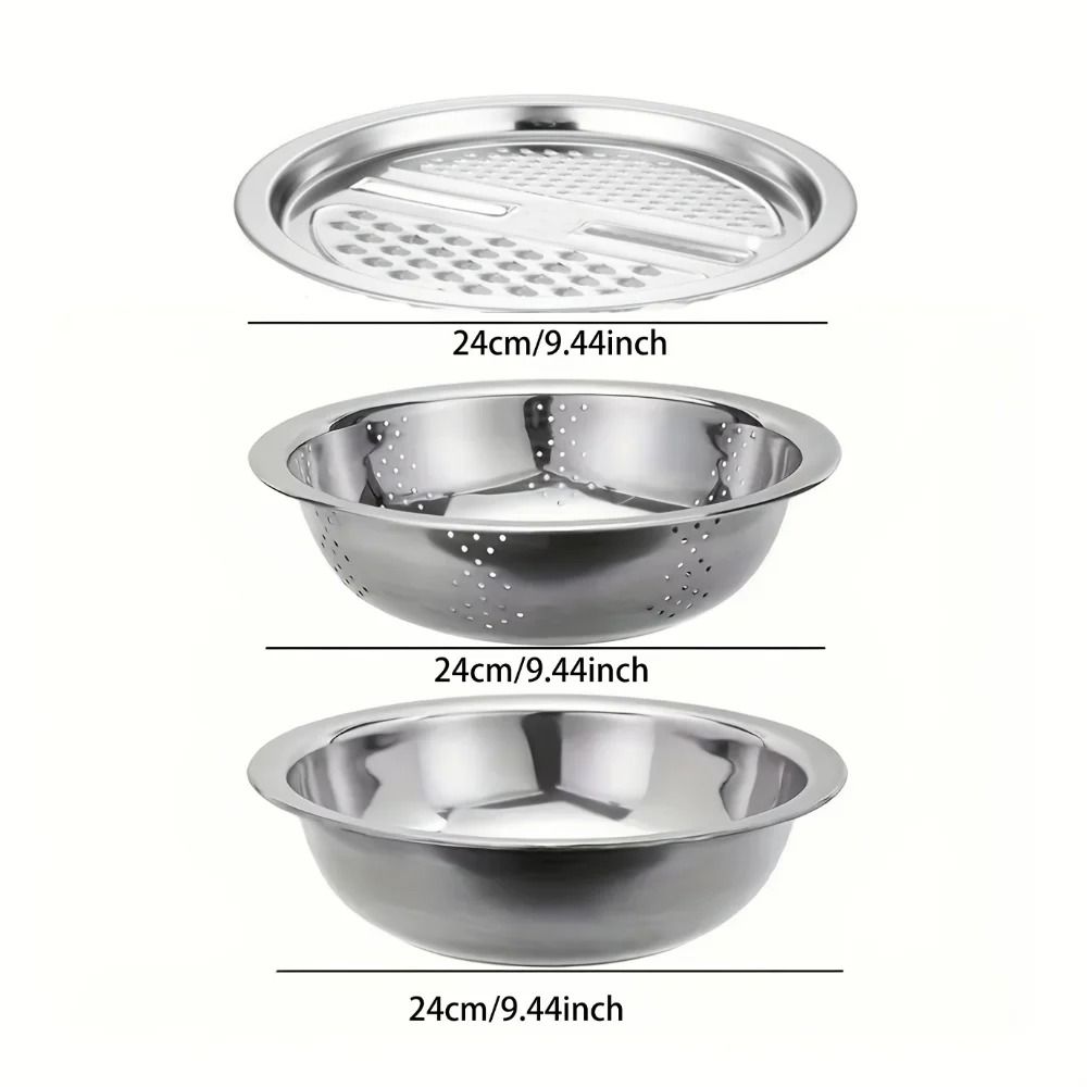 Stainless Steel Kitchen Grater And Draining Bowl Set 6