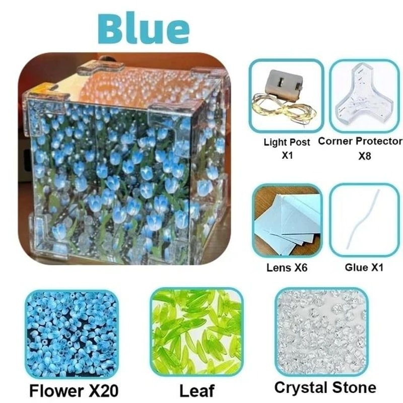 DIY Tulip Mirror Cube Night Light Table Lamp 7