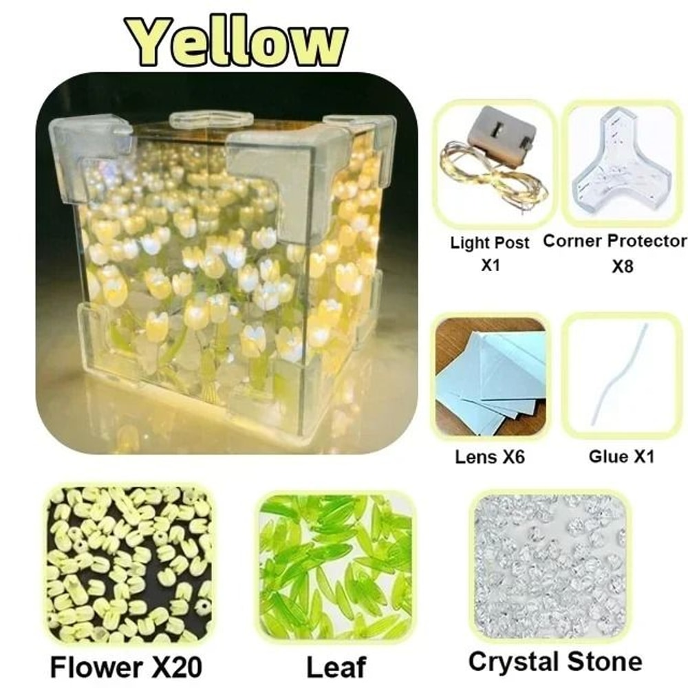 DIY Tulip Mirror Cube Night Light Table Lamp 8