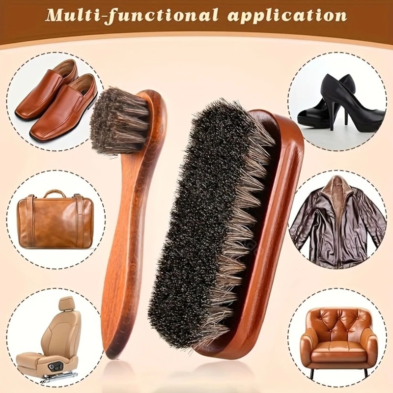 Horsehair Shoe Shine Brush Kit With Polish Dauber Set 1