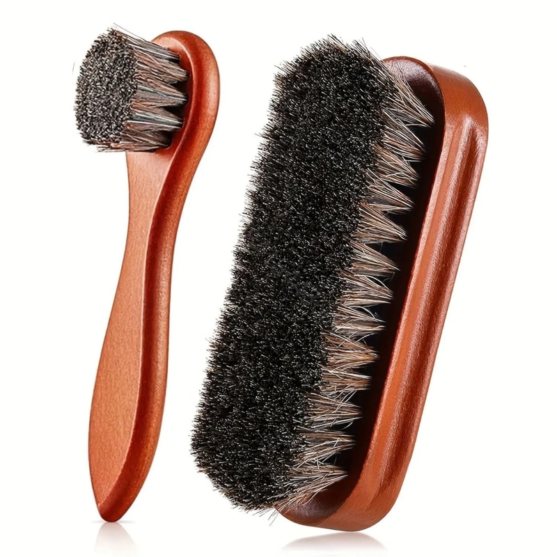 Horsehair Shoe Shine Brush Kit With Polish Dauber Set 6