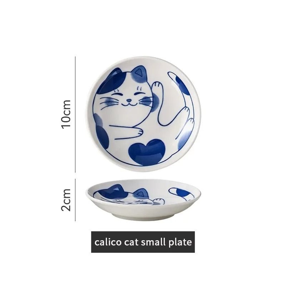 Japanese Style Ceramic Dessert Sauce Dish With Lucky Cat Design 9