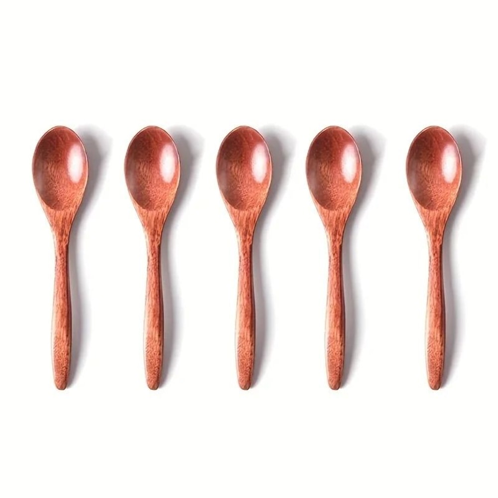 Wooden Tea Spoon Set Long Coffee And Dessert Spoons 0