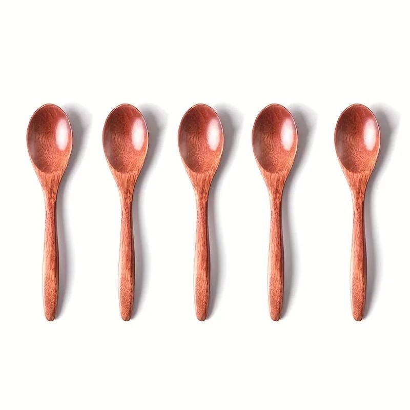 Wooden Tea Spoon Set Long Coffee And Dessert Spoons 0
