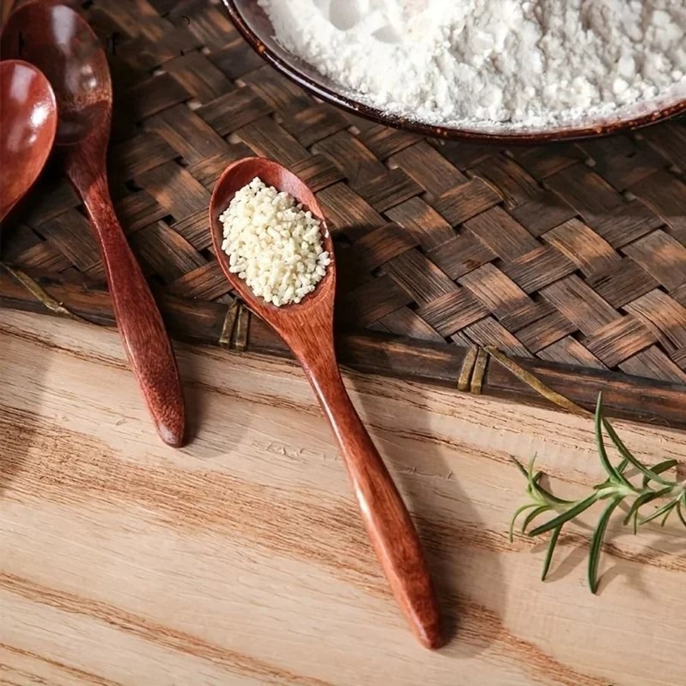 Wooden Tea Spoon Set Long Coffee And Dessert Spoons 3