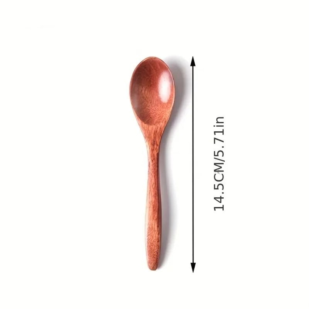 Wooden Tea Spoon Set Long Coffee And Dessert Spoons 7
