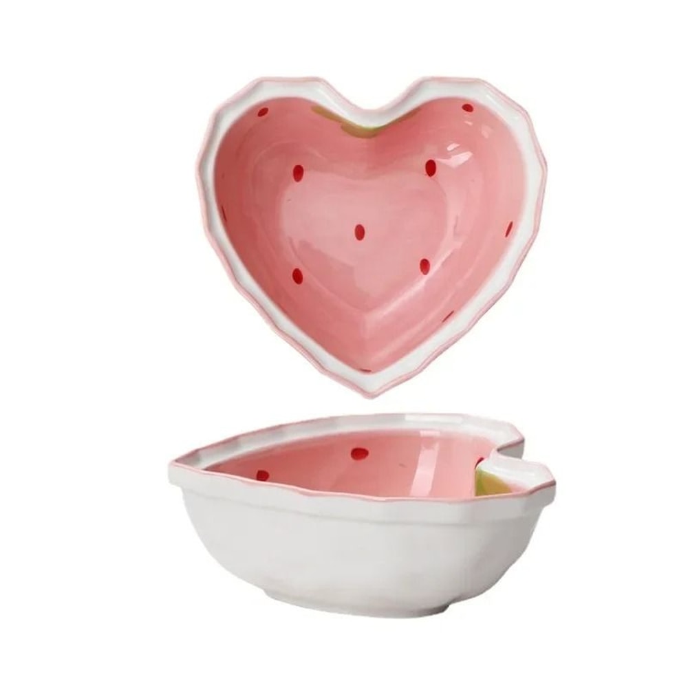 Cute Strawberry Ceramic Ramen Bowl With Matching Spoon 7