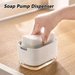 press soap dispenser box with sponge holder for kitchen and bathroom