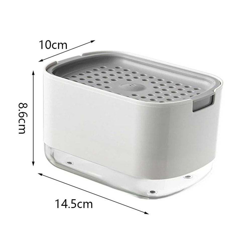 Press Soap Dispenser Box With Sponge Holder For Kitchen And Bathroom 7