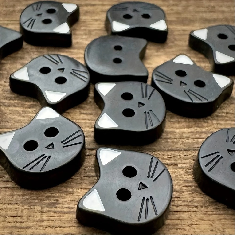 Cute Black Cat Resin Sewing Buttons Decorative Craft Fasteners Set Of 10 0