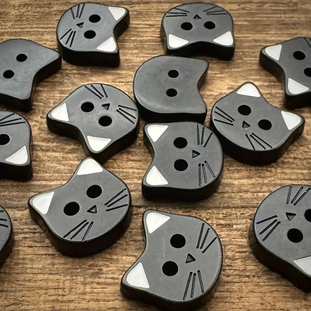 Cute Black Cat Resin Sewing Buttons Decorative Craft Fasteners Set Of 10 3