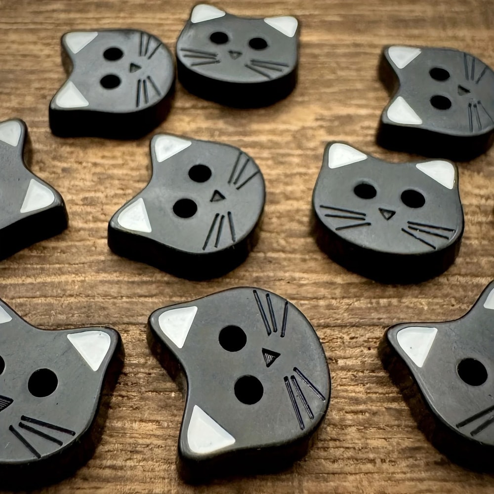 Cute Black Cat Resin Sewing Buttons Decorative Craft Fasteners Set Of 10 4