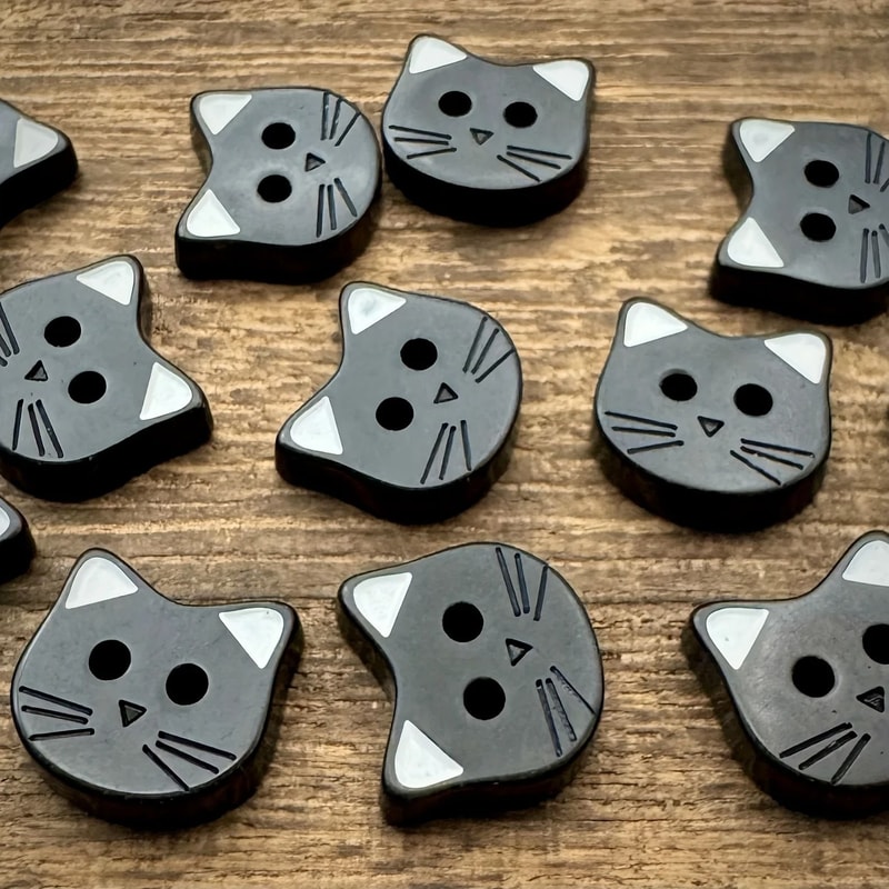 Cute Black Cat Resin Sewing Buttons Decorative Craft Fasteners Set Of 10 5
