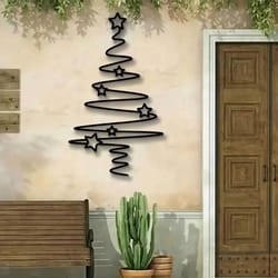 minimalist metal christmas tree wall art decorative holiday wall hanging