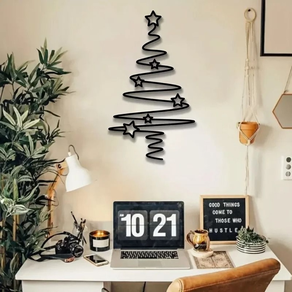 Minimalist Metal Christmas Tree Wall Art Decorative Holiday Wall Hanging 1