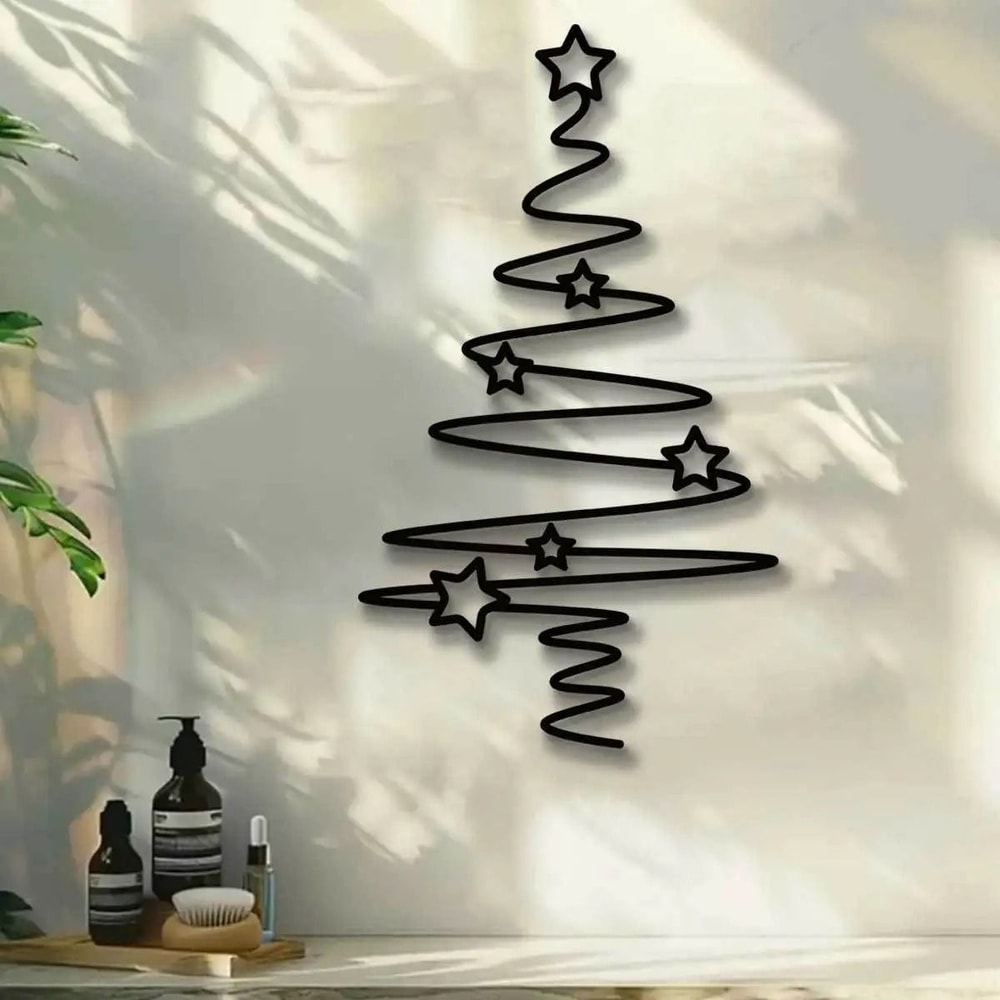 Minimalist Metal Christmas Tree Wall Art Decorative Holiday Wall Hanging 2