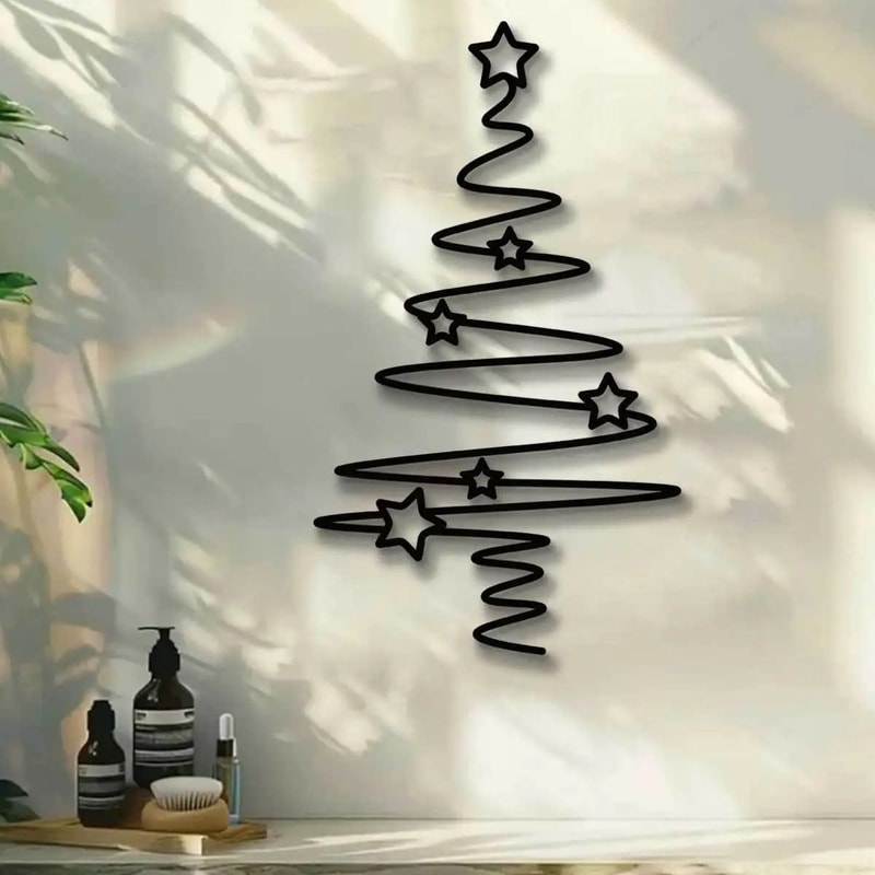 Minimalist Metal Christmas Tree Wall Art Decorative Holiday Wall Hanging 2