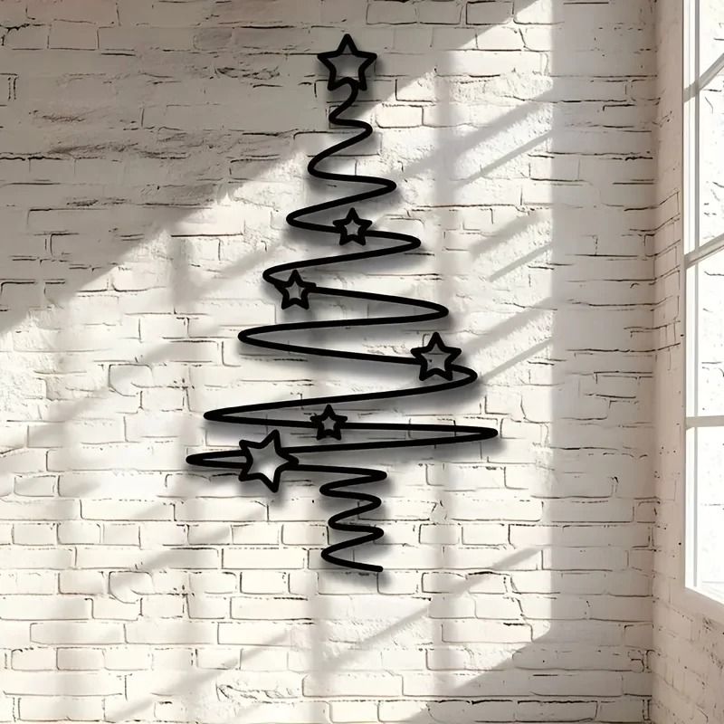 Minimalist Metal Christmas Tree Wall Art Decorative Holiday Wall Hanging 4
