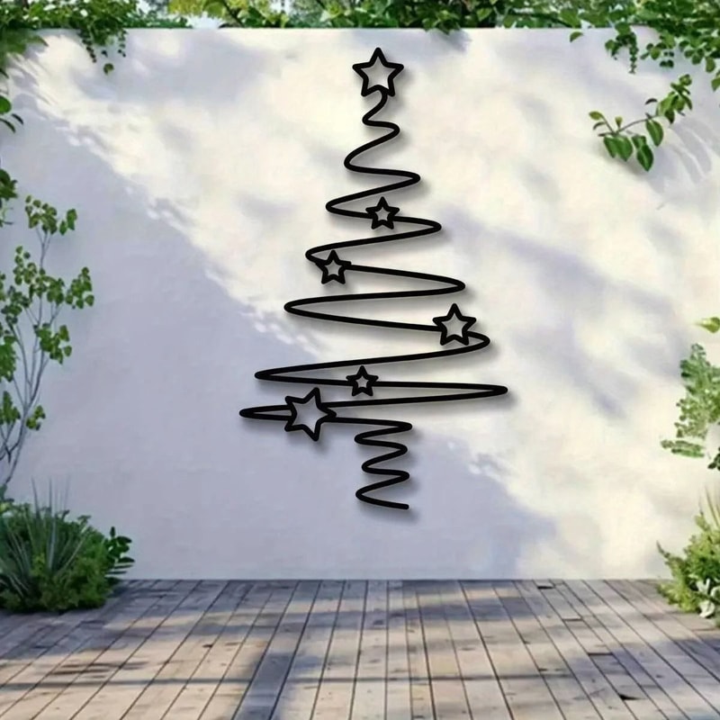 Minimalist Metal Christmas Tree Wall Art Decorative Holiday Wall Hanging 5