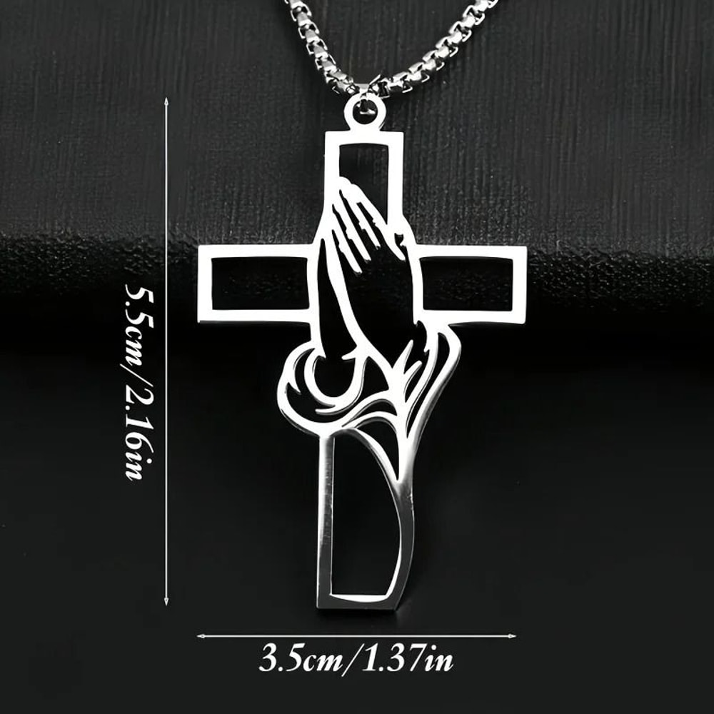 Hollow Prayer Hands Cross Pendant Religious Car Mirror Hanging Ornament 3