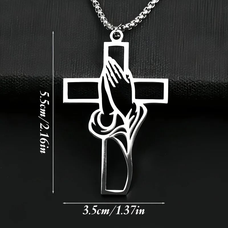 Hollow Prayer Hands Cross Pendant Religious Car Mirror Hanging Ornament 3