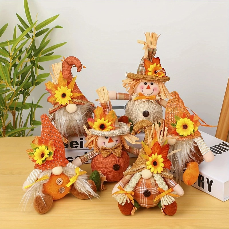 Rustic Autumn Harvest Scarecrow Decoration With Plaid And Sunflower Accents Farmhouse Fall Decor 2