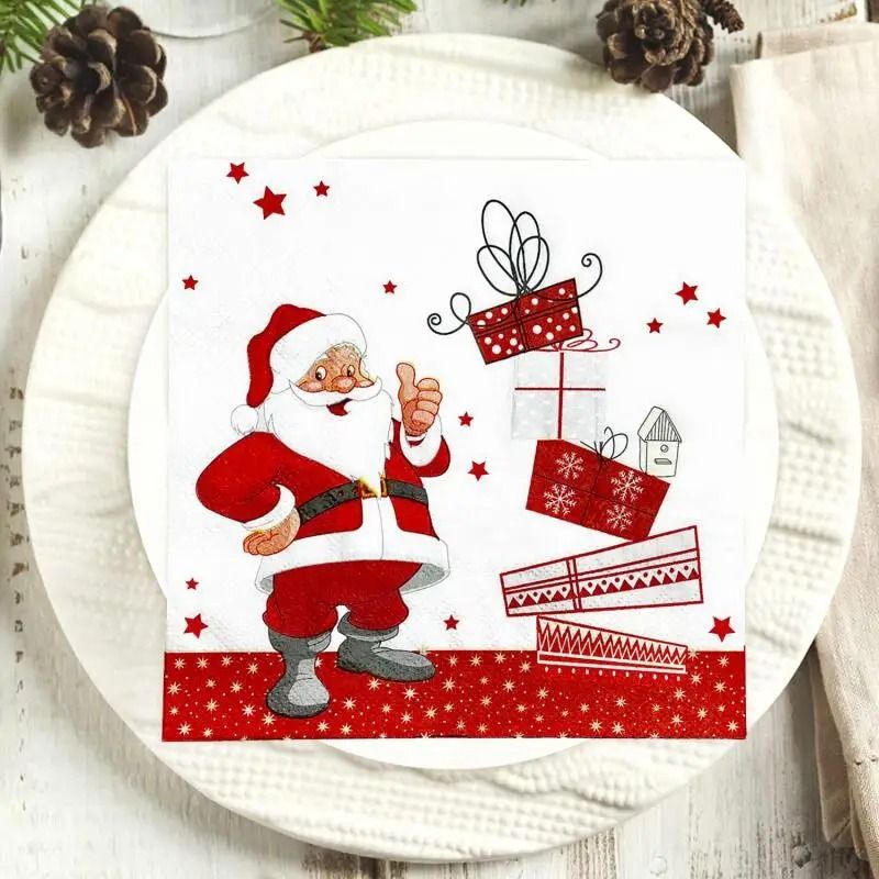 Christmas Party Napkins Santa Claus Holiday Table Decorations Disposable Dinner Napkins 3