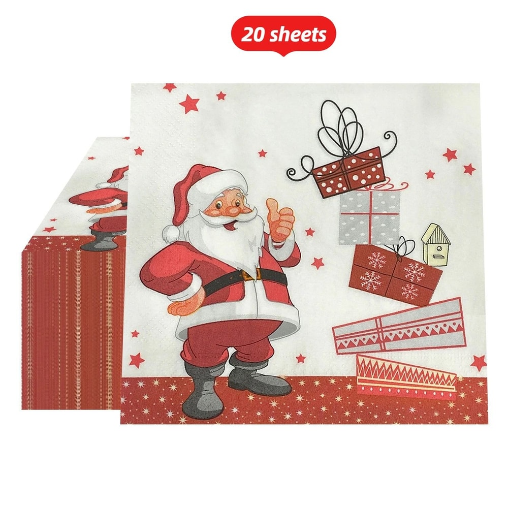 Christmas Party Napkins Santa Claus Holiday Table Decorations Disposable Dinner Napkins 5