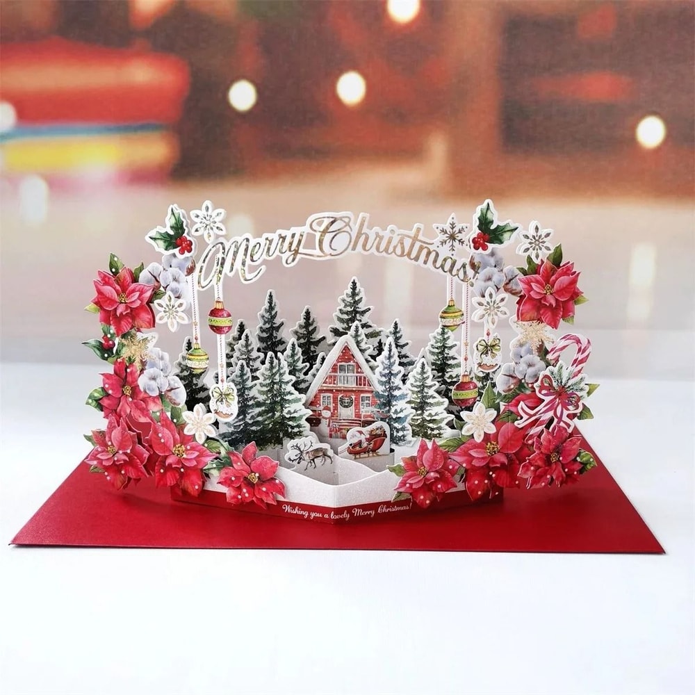 Christmas 3D Santa Claus Pop Up Greeting Card Festive Holiday Gift Card 5