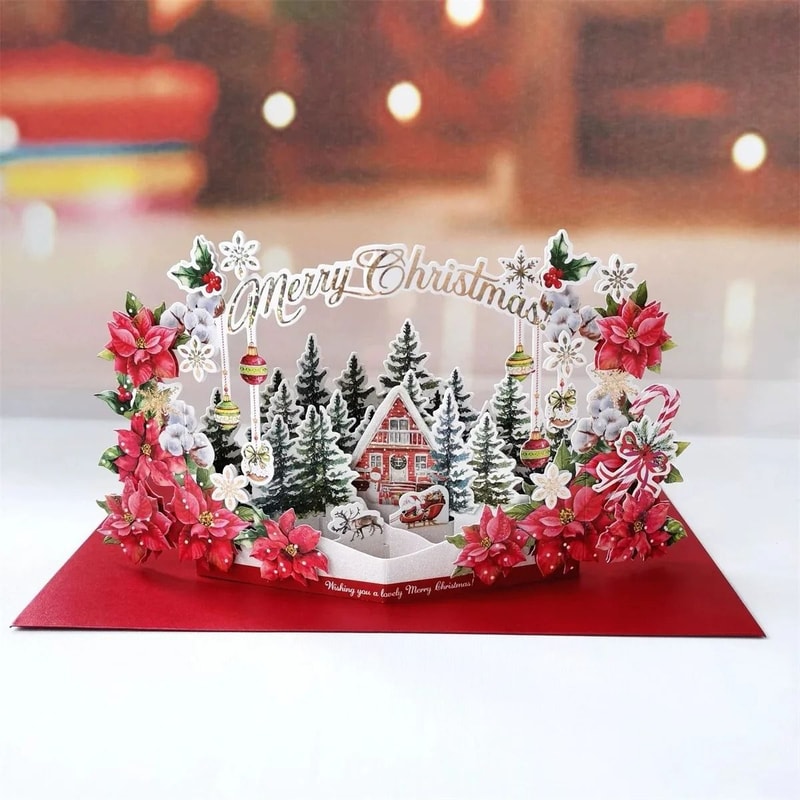 Christmas 3D Santa Claus Pop Up Greeting Card Festive Holiday Gift Card 7