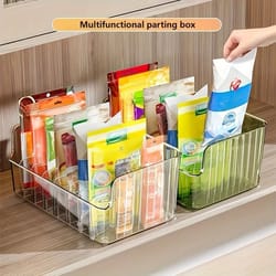 clear plastic seasoning storage box with adjustable dividers kitchen organizer