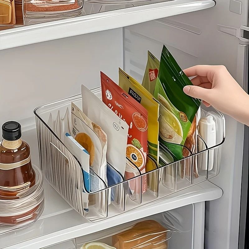 Clear Plastic Seasoning Storage Box With Adjustable Dividers Kitchen Organizer 1