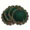 Christmas Emerald Green Round Placemats With Gold Pattern Festive Dining Table Mats Set 1