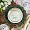 Christmas Emerald Green Round Placemats With Gold Pattern Festive Dining Table Mats Set 4