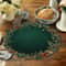 Christmas Emerald Green Round Placemats With Gold Pattern Festive Dining Table Mats Set 5