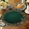 Christmas Emerald Green Round Placemats With Gold Pattern Festive Dining Table Mats Set 5