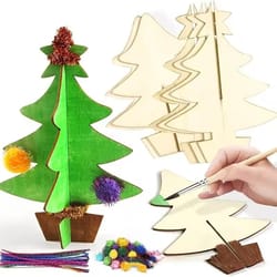 70pcs wooden diy christmas tree craft set for kids and adults three dimensional holiday painting and decoration kit