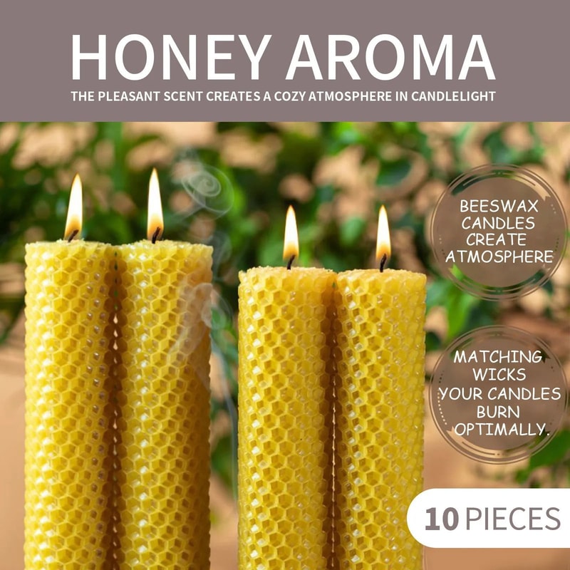 Natural Beeswax Candles Set 10 Pieces Handmade No Fragrance 0