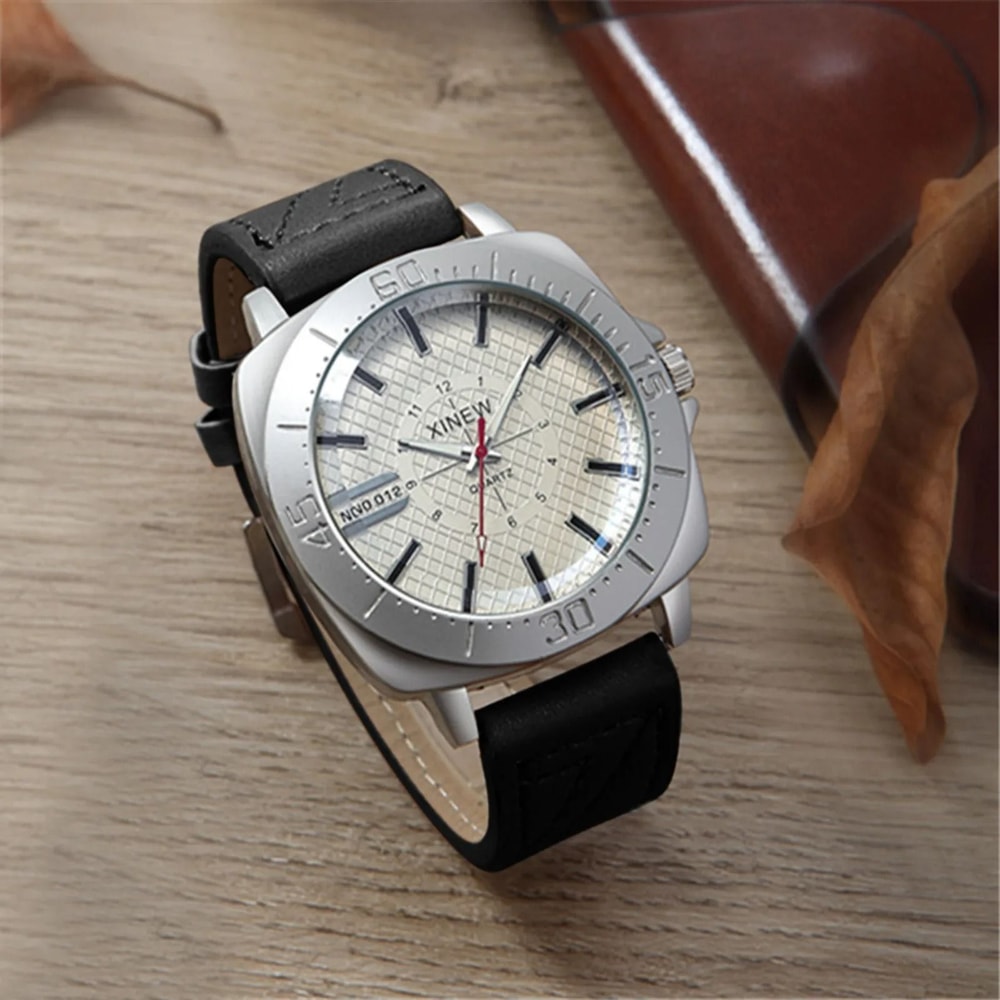 Casual Quartz Wristwatch For Men And Women Leather Strap 6