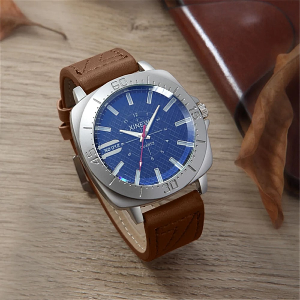 Casual Quartz Wristwatch For Men And Women Leather Strap 7